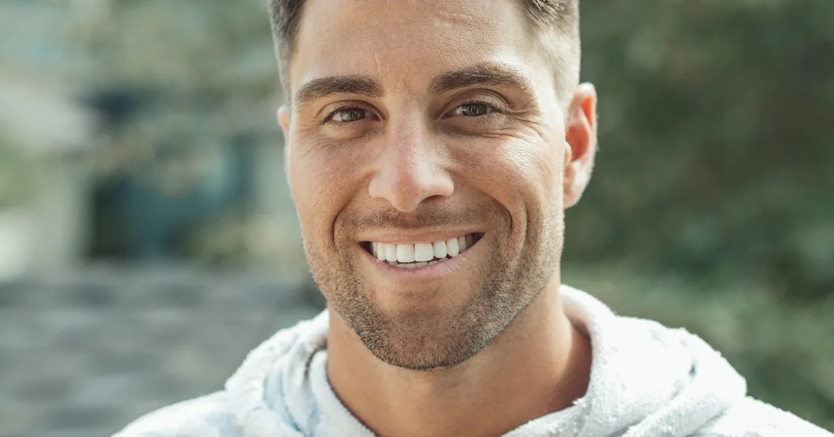 Man Confident Smile Dental Veneers